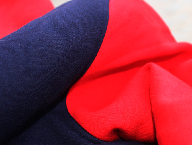 Varsity jacket Cotton Fleece Red and navy fabric