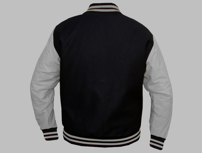 Varsity Jacket Tackle Twill - 65% Polyester - 35% Cotton Black and Grey