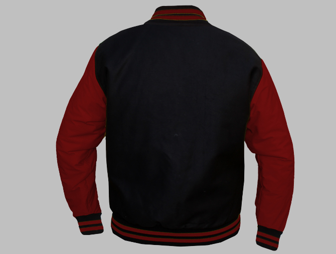 Varsity Jacket Tackle Twill - 65% Polyester - 35% Cotton Black and Maroon
