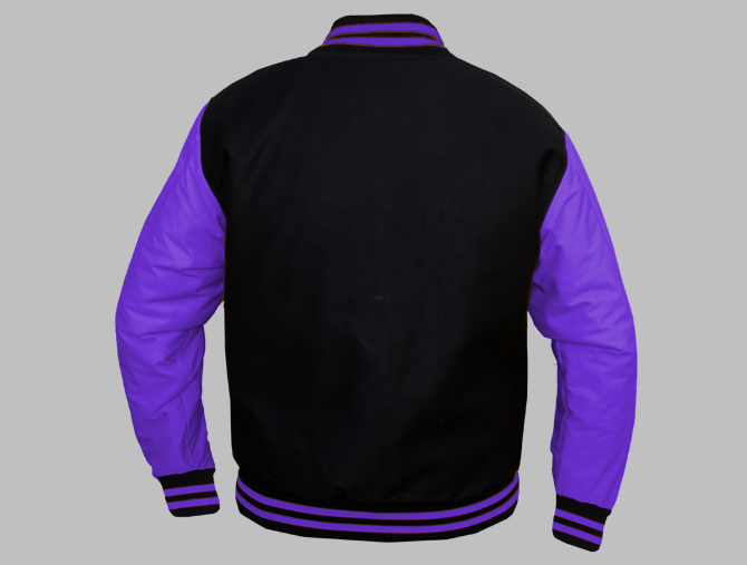 Varsity Jacket Tackle Twill - 65% Polyester - 35% Cotton Black and Purple