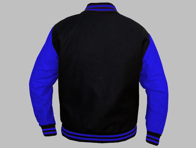 Varsity Jacket Tackle Twill - 65% Polyester - 35% Cotton Black and Royal