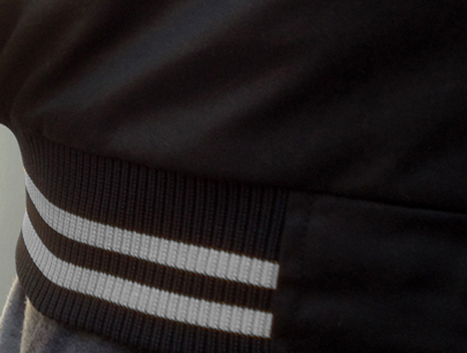 Varsity Jacket Tackle Twill - Bottom Ribbing 100% Polyester 2x1 Knitted Black and Grey