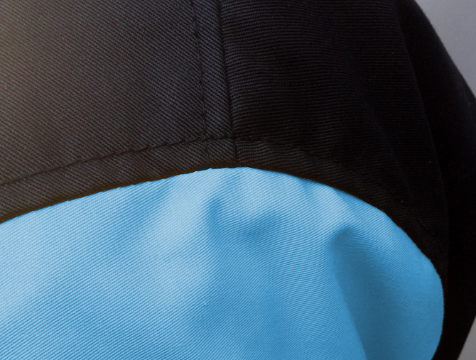 Varsity Jacket Tackle Twill - Fabric Ratio 65% Polyester- 35% Cotton black and Columbia Blue