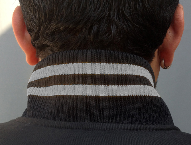 Varsity Jacket Tackle Twill - Ribbing 100% Polyester 2x1 Knitted Collar Black and Grey