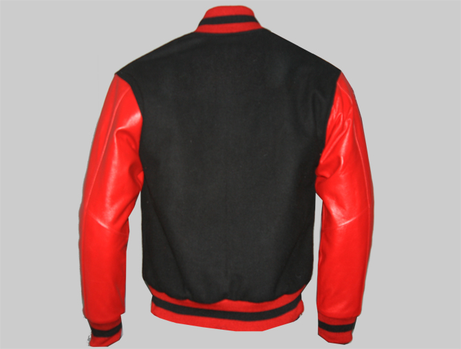 Cheap Custom Letterman Jackets Black and Red-2