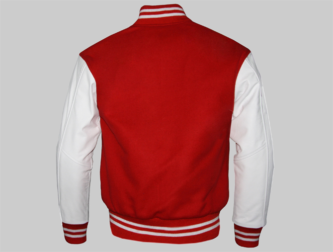 Custom Varsity Jackets Red and white wool leatheer -2