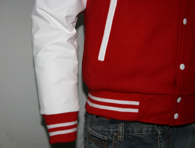 Custom Varsity Jackets Red and white wool leatheer -3