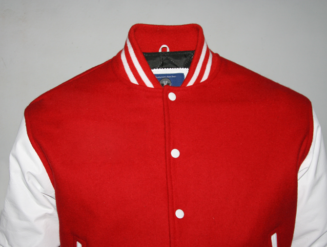 Custom Varsity Jackets Red and white wool leatheer -4