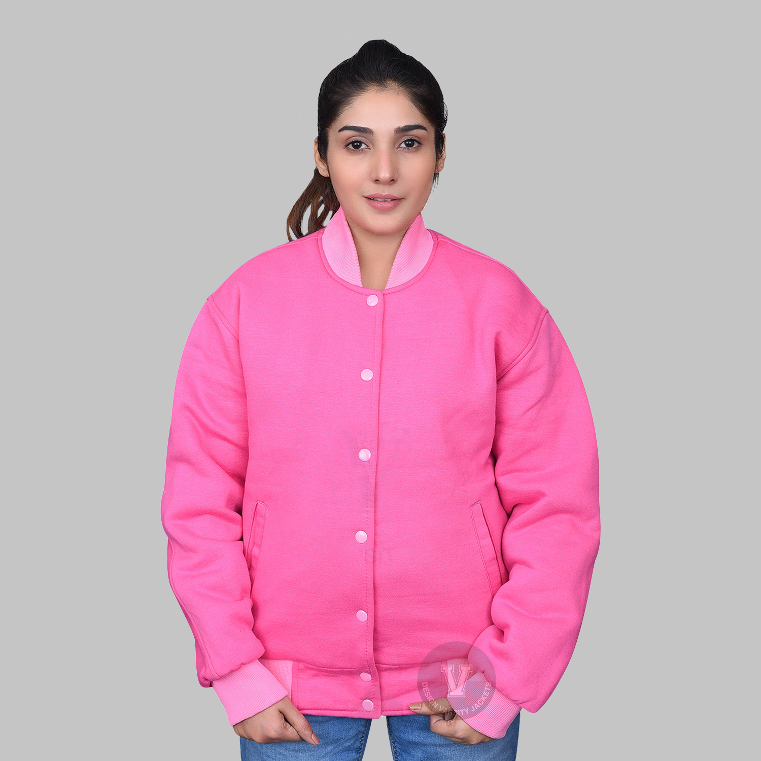 Women Letterman Jackets Cotton Fleece