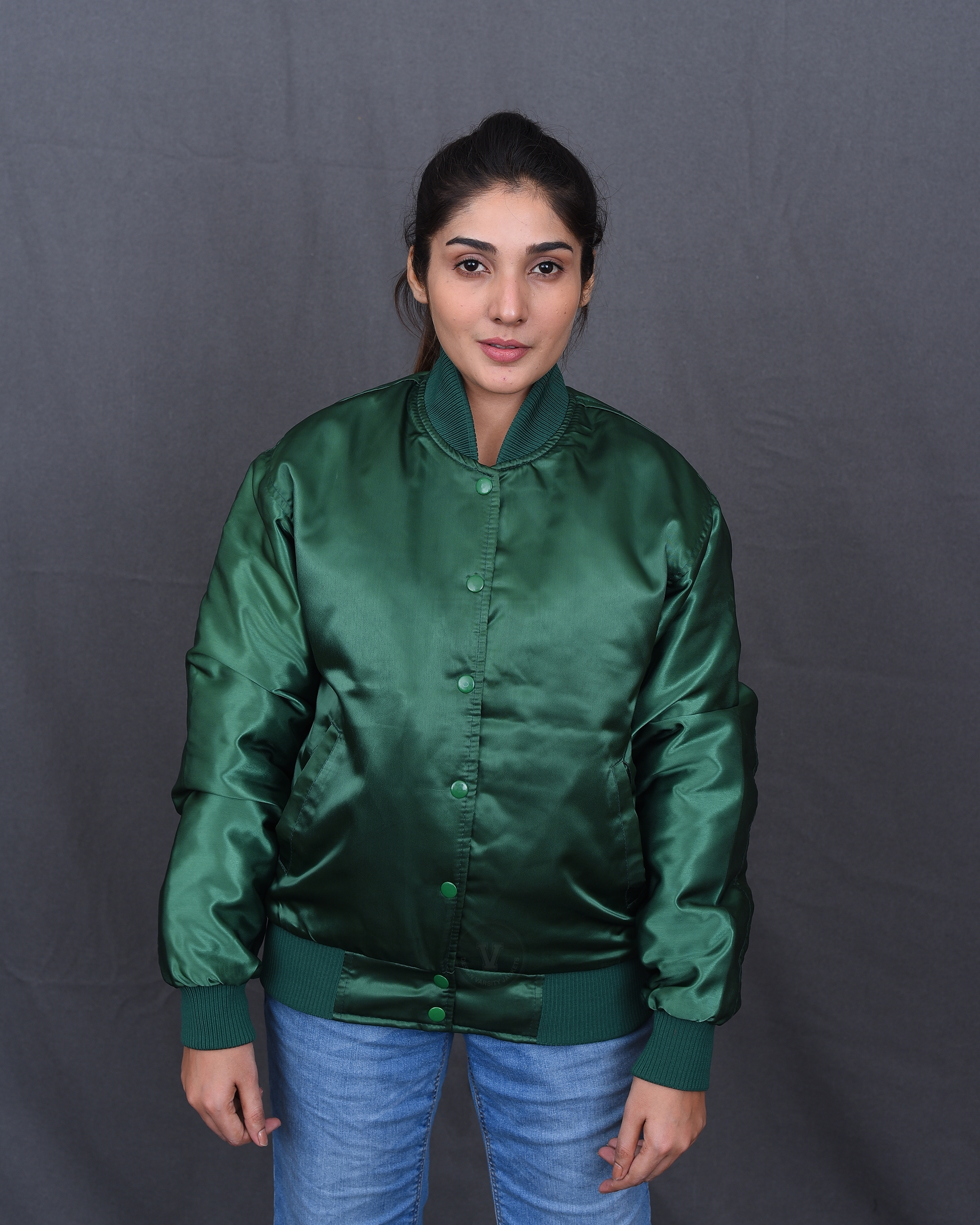 Women Varsity Jacket Satin