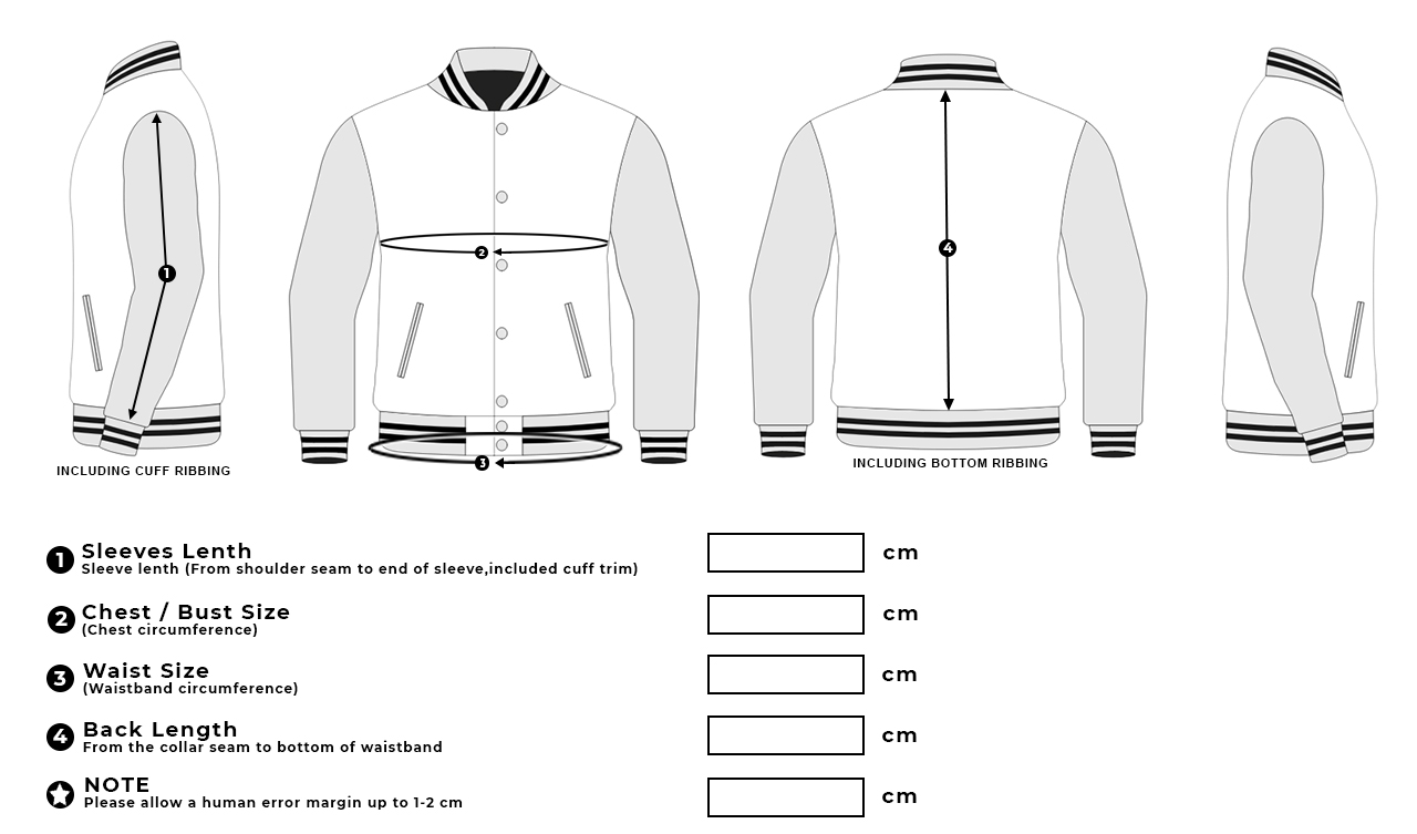 Varsity Jacket Size Chart 2