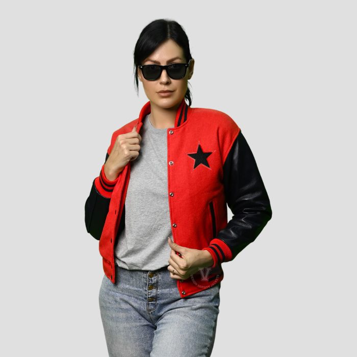 Women Varsity Jackets Wool Leather