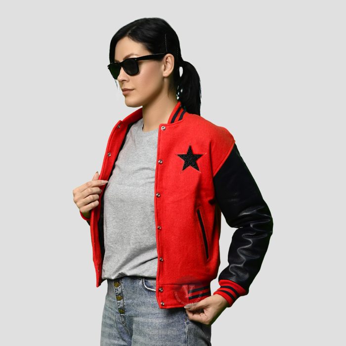 Women Varsity Jackets Wool Leather