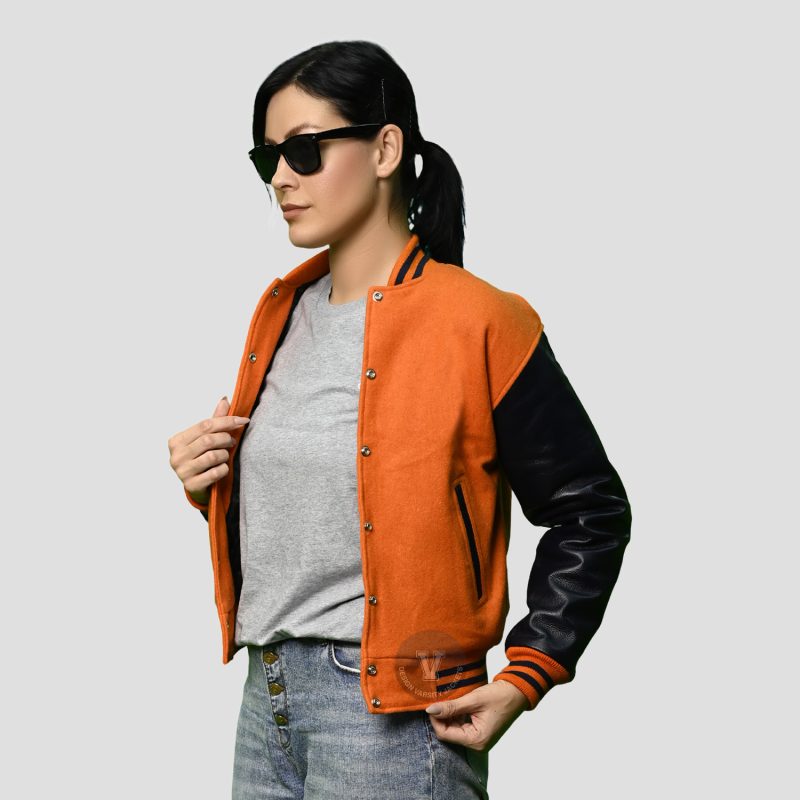 varsity jacket black and orange