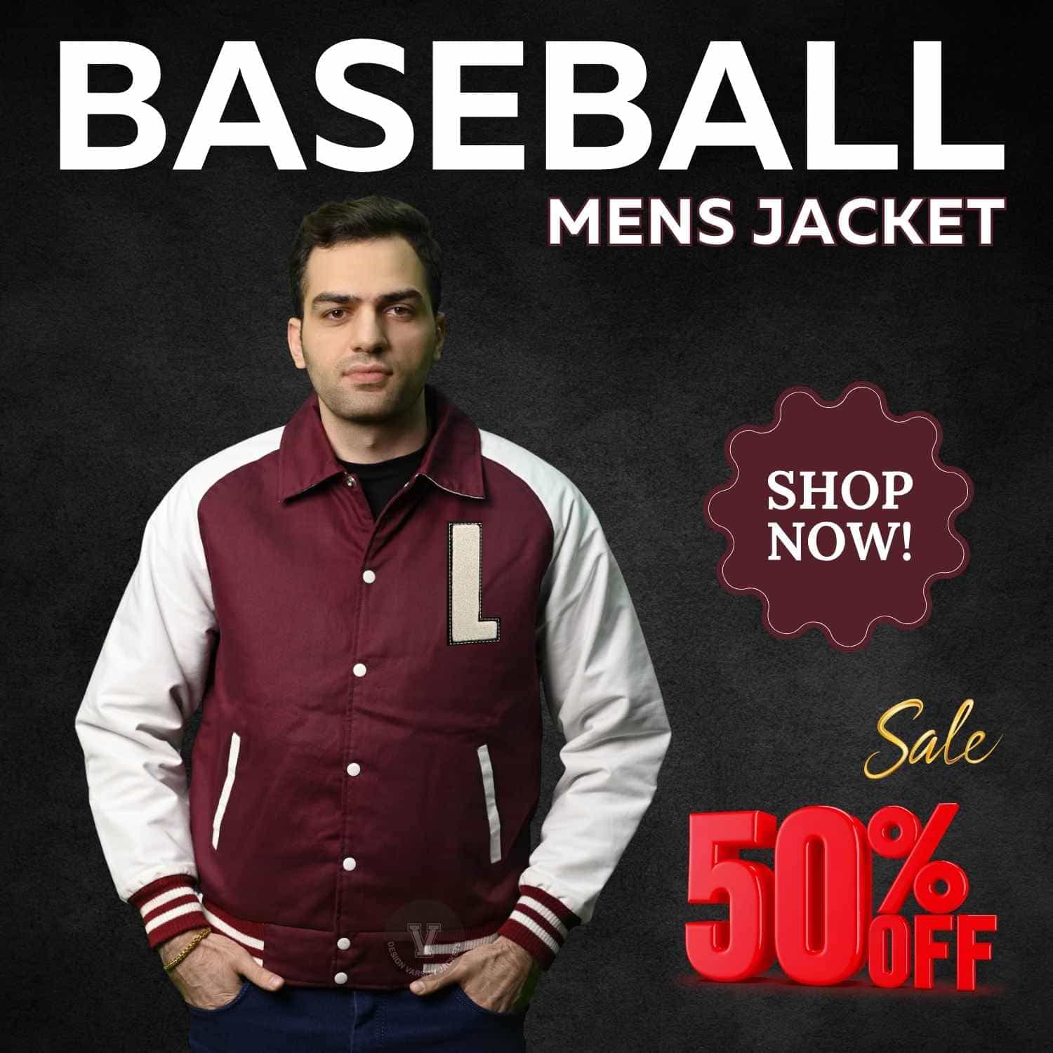 custom baseball mens jacket with chenille patches