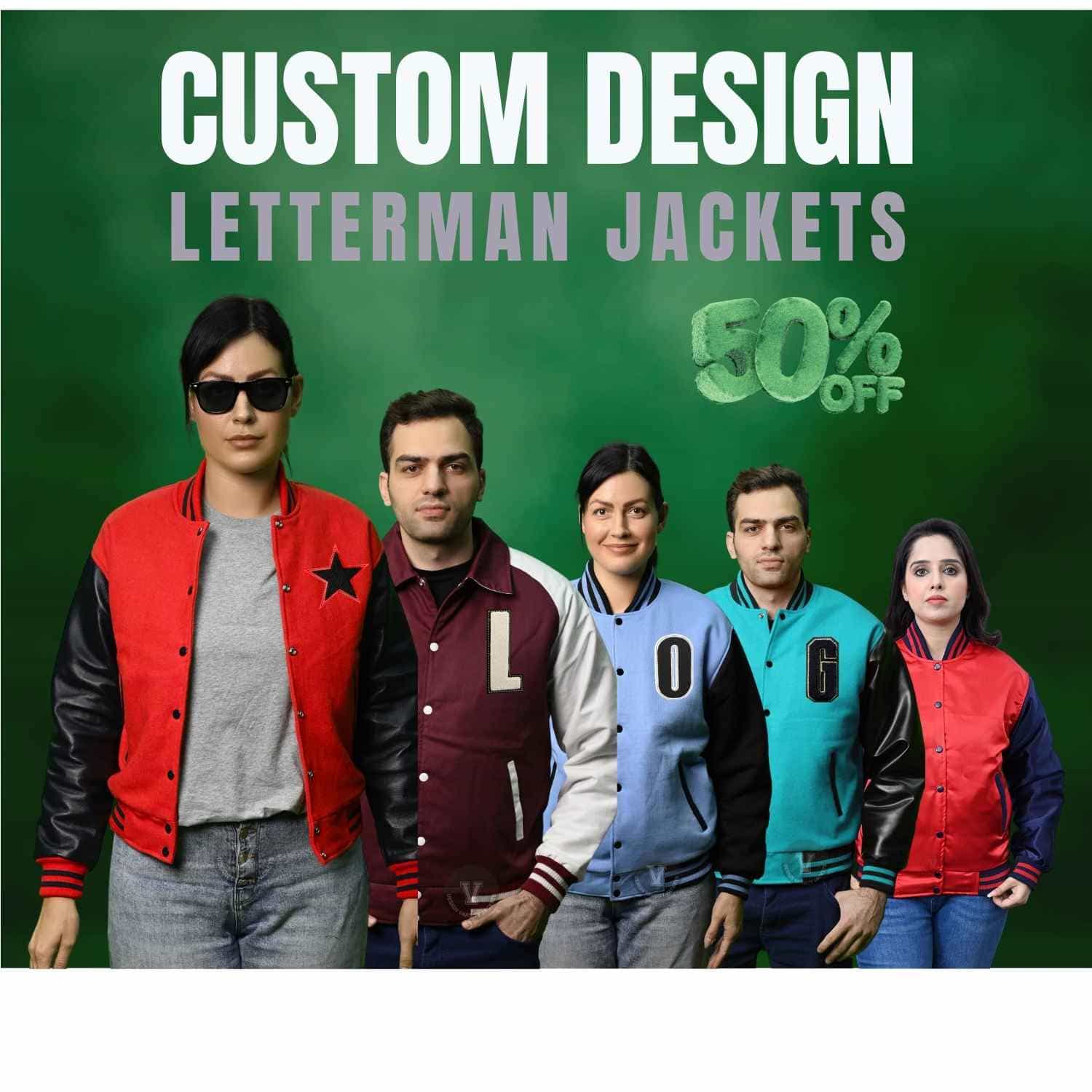 custom design letterman jacket with chenille patches