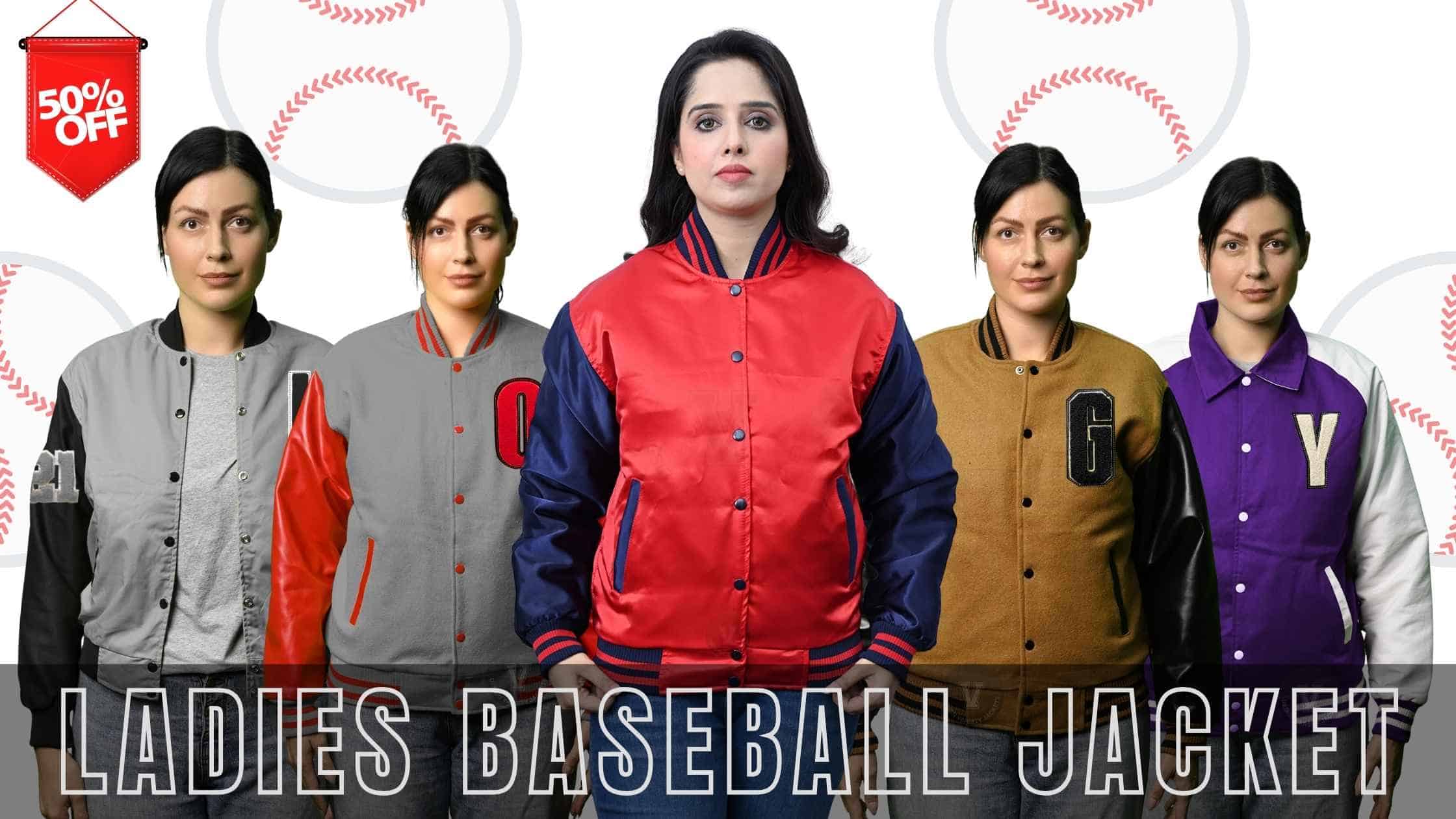 custom ladies baseball jacket with chenille patch