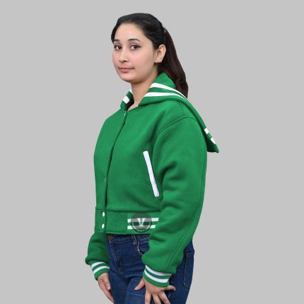 Lime Green Varsity Jacket Sailor Collar