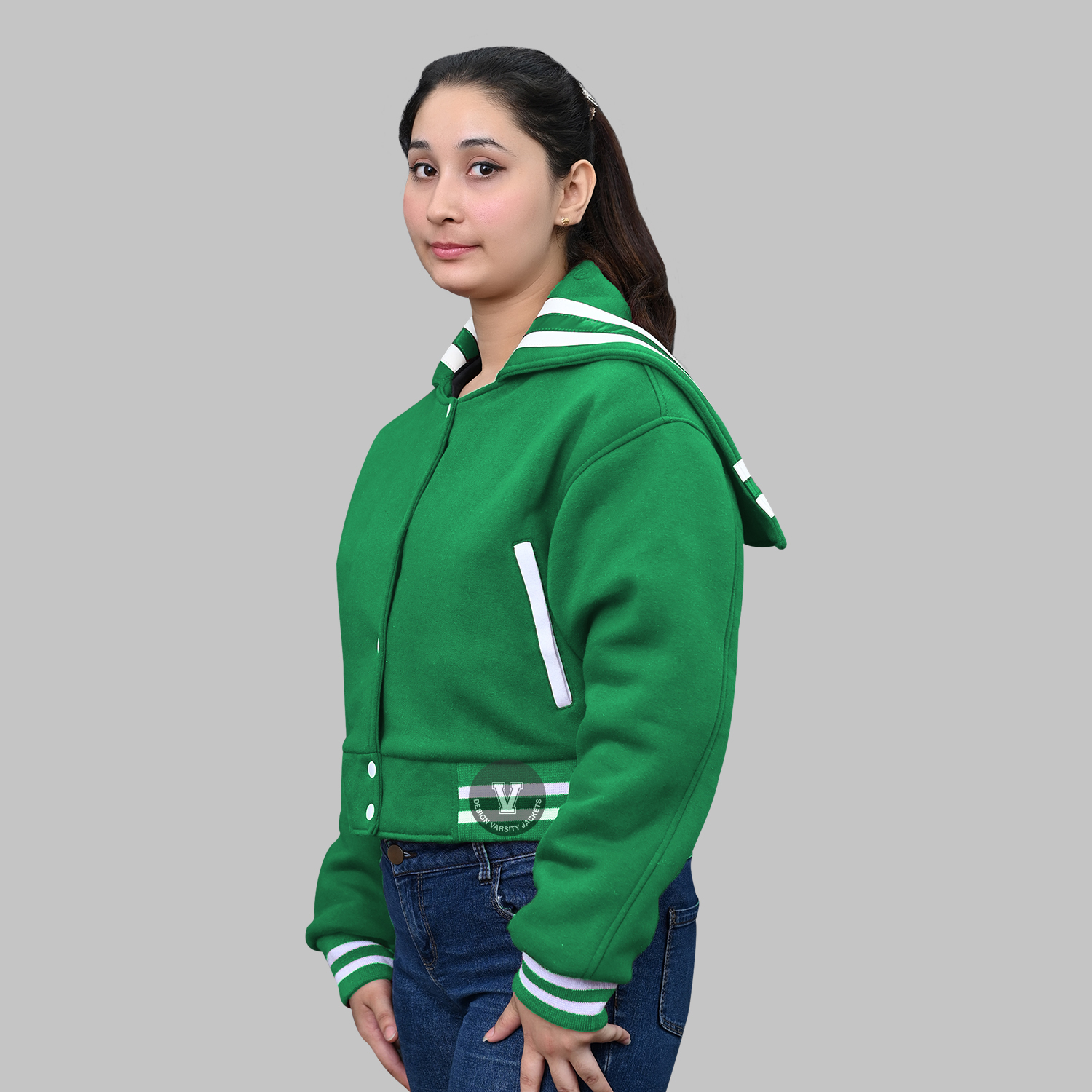 Lime Green Varsity Jacket Sailor Collar