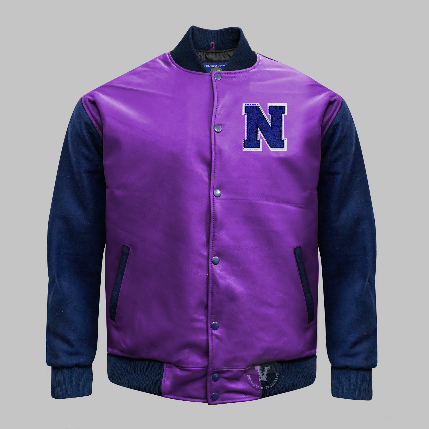Purple And Black Letterman Jacket