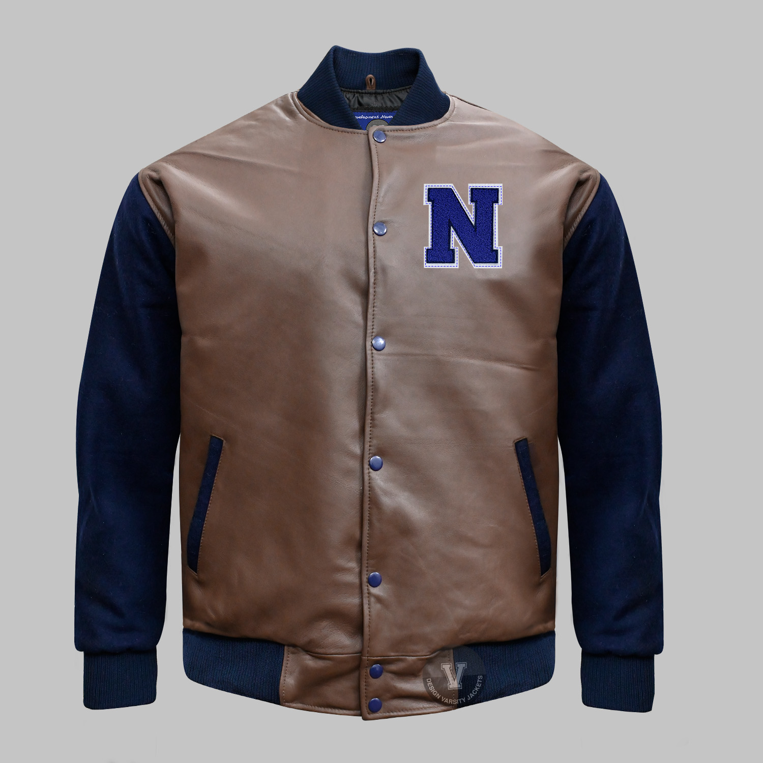 Brown Blue Varsity Jacket