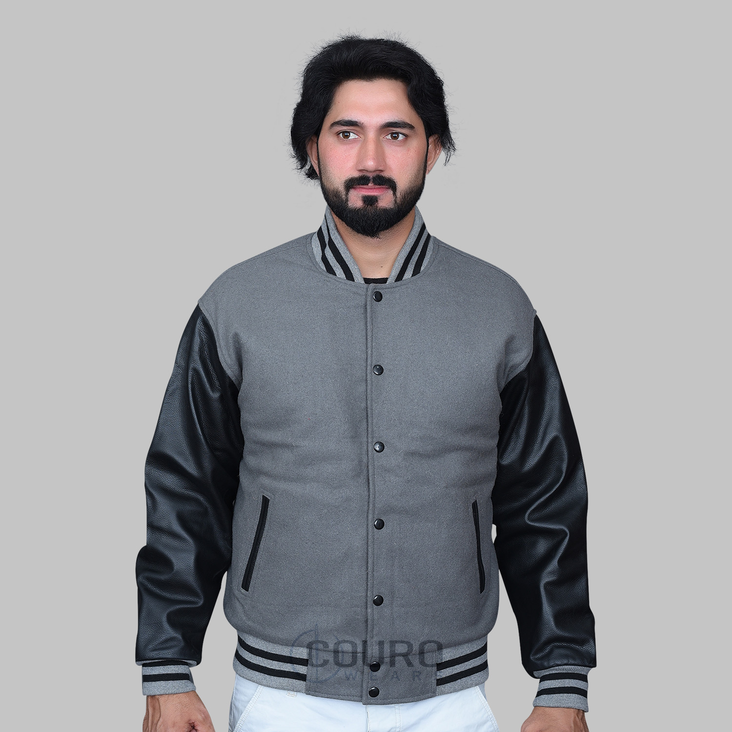 Grey And Black Varsity Jackets