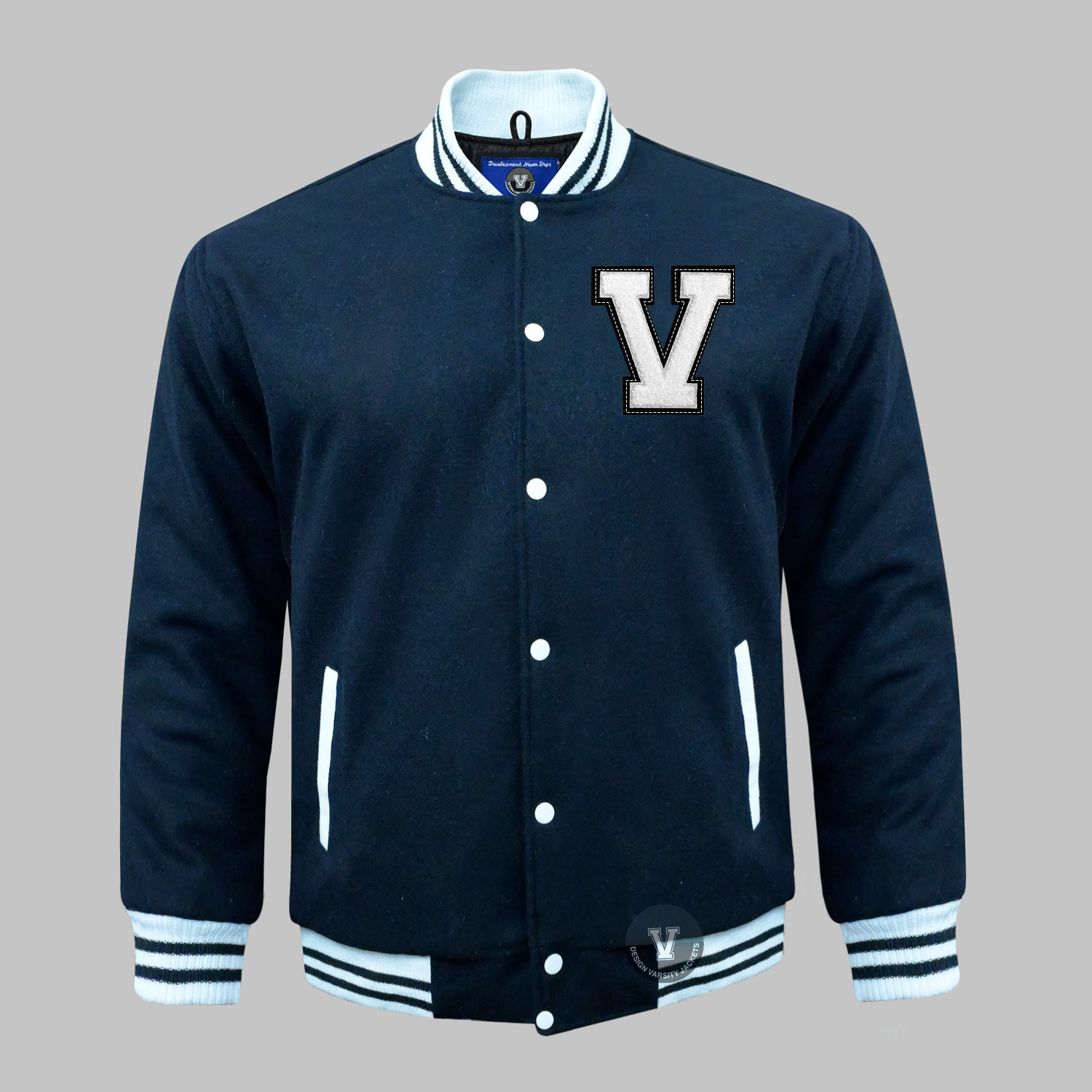 Shop Blue Varsity Jackets FRONT