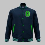 Blue Letterman Jacket front