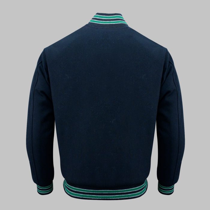 Blue Letterman Jacket back