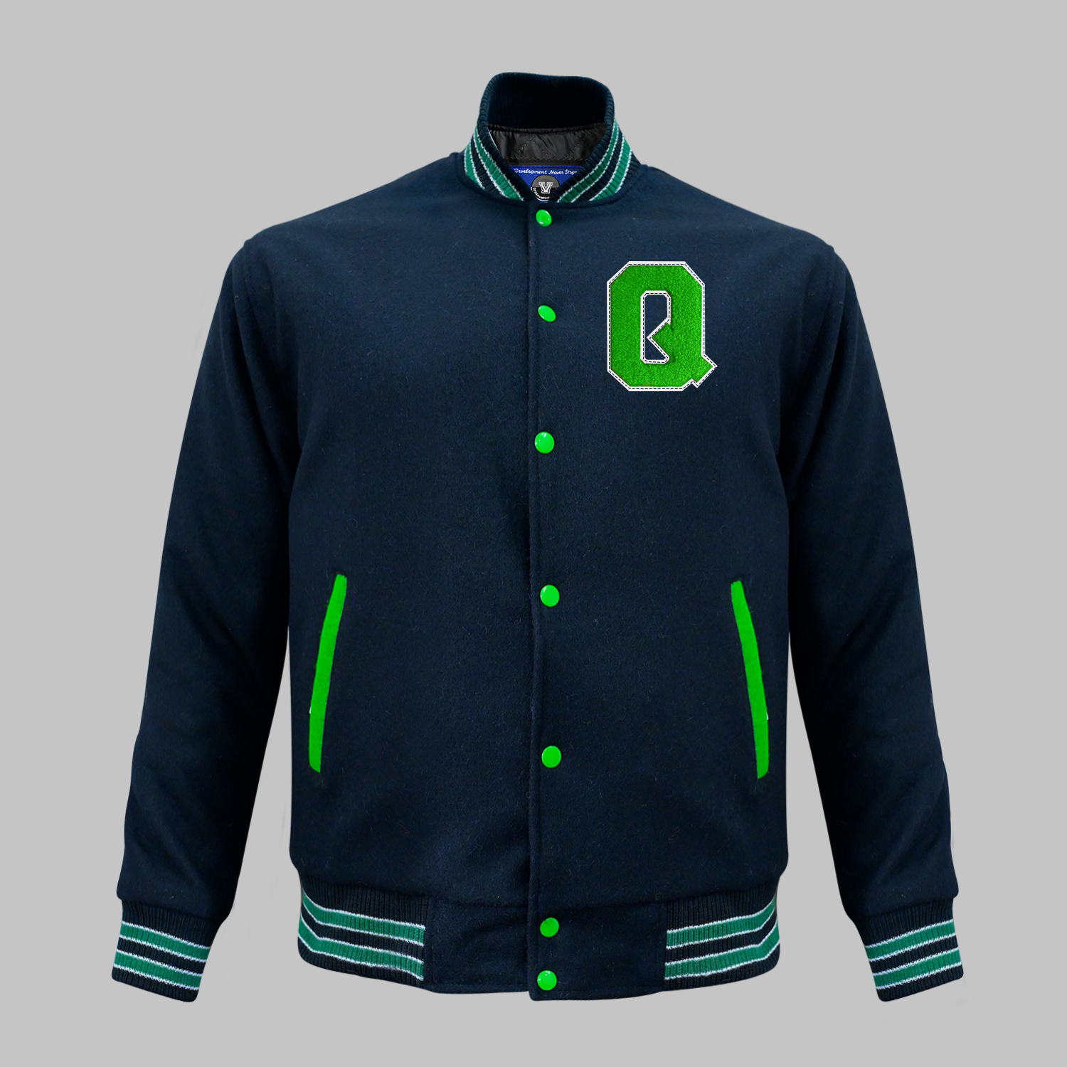 Blue Letterman Jacket front
