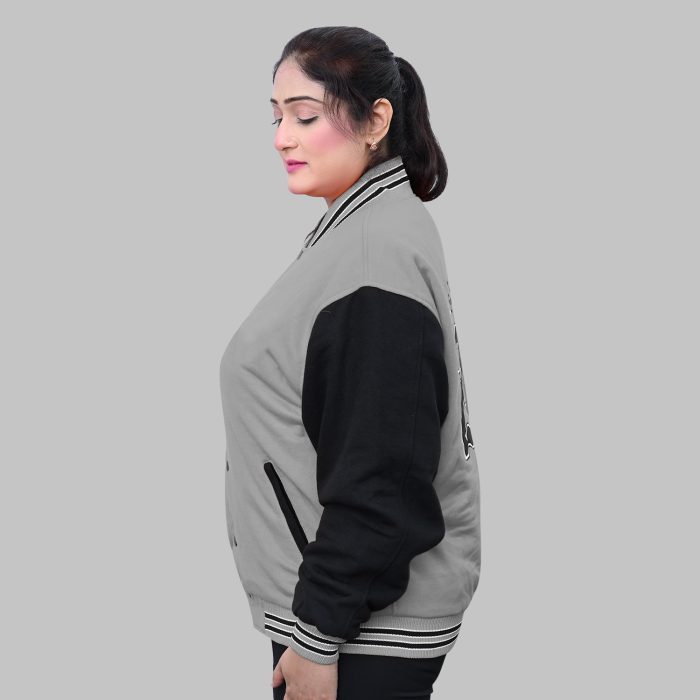 Gray Letterman Jacket in fleece