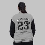 Gray Letterman Jacket in fleece back