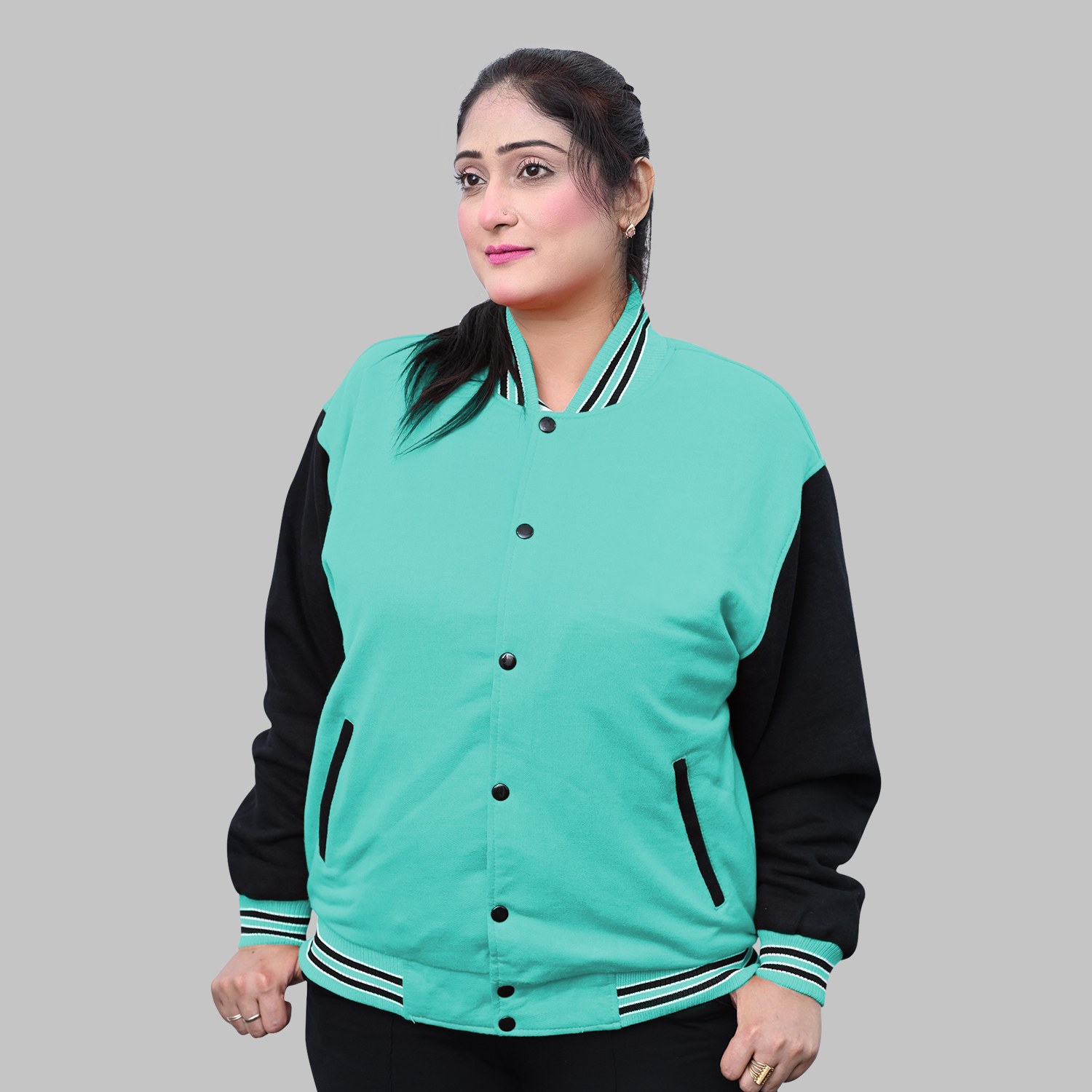 fleece varsity jacket front
