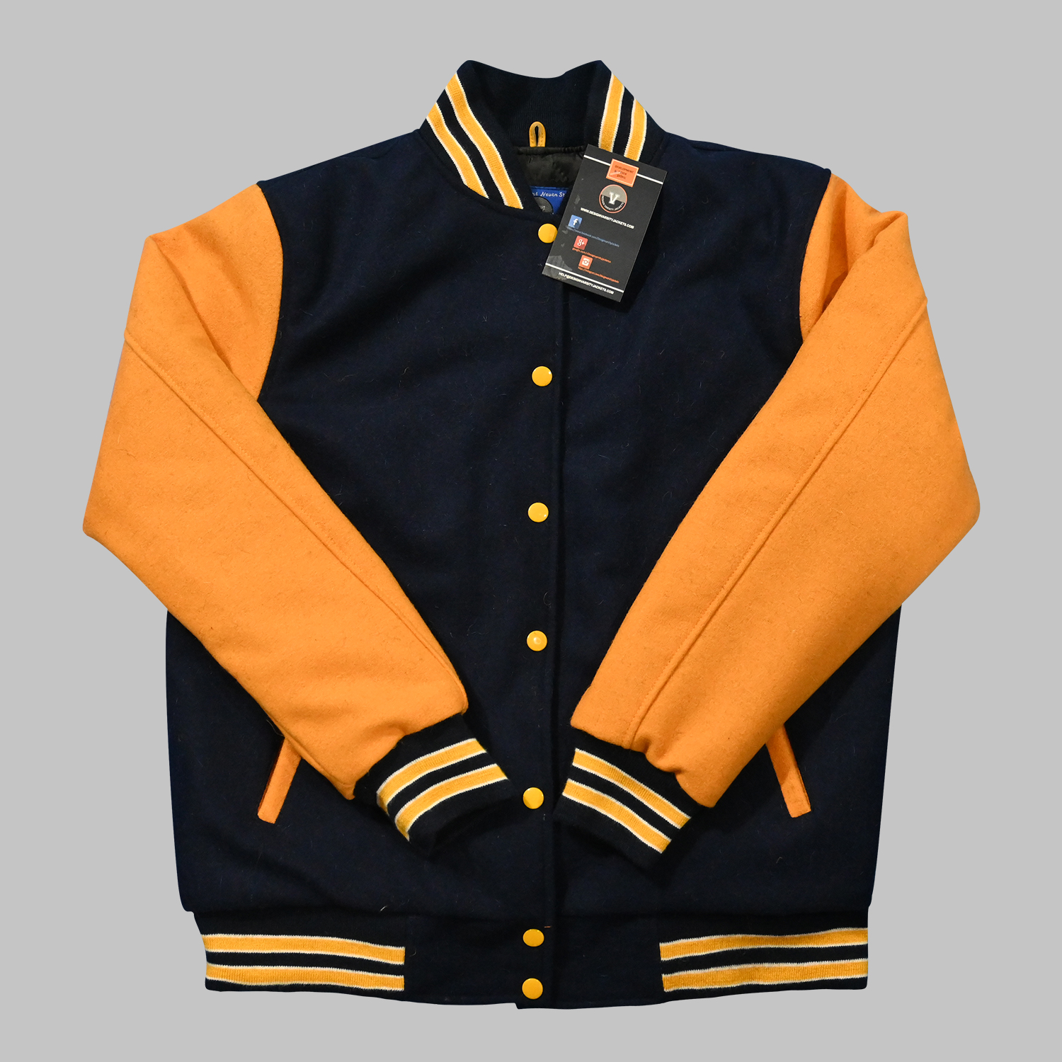 Black and Gold letterman jacket front
