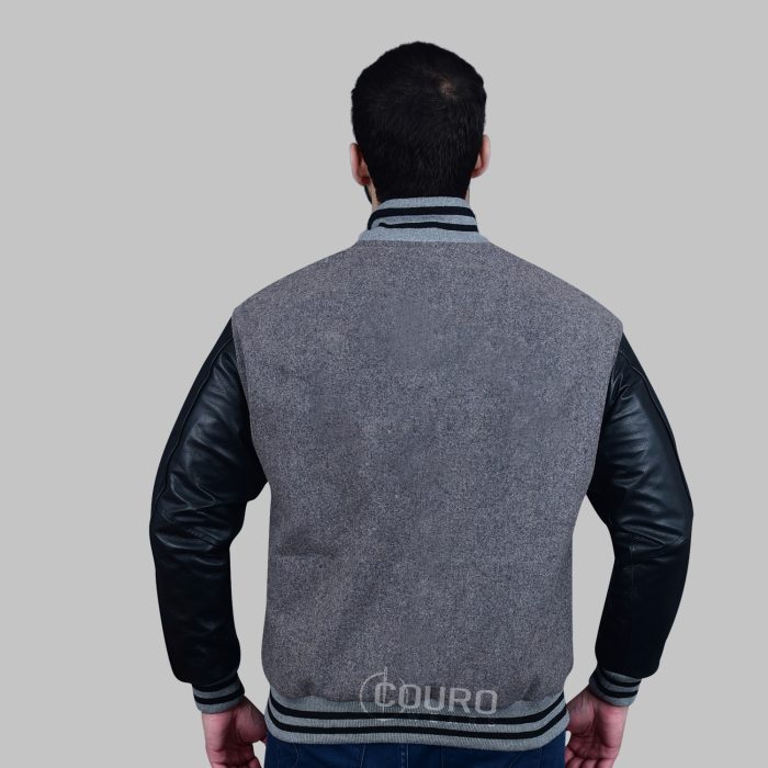 Grey And Black Letterman Jacket