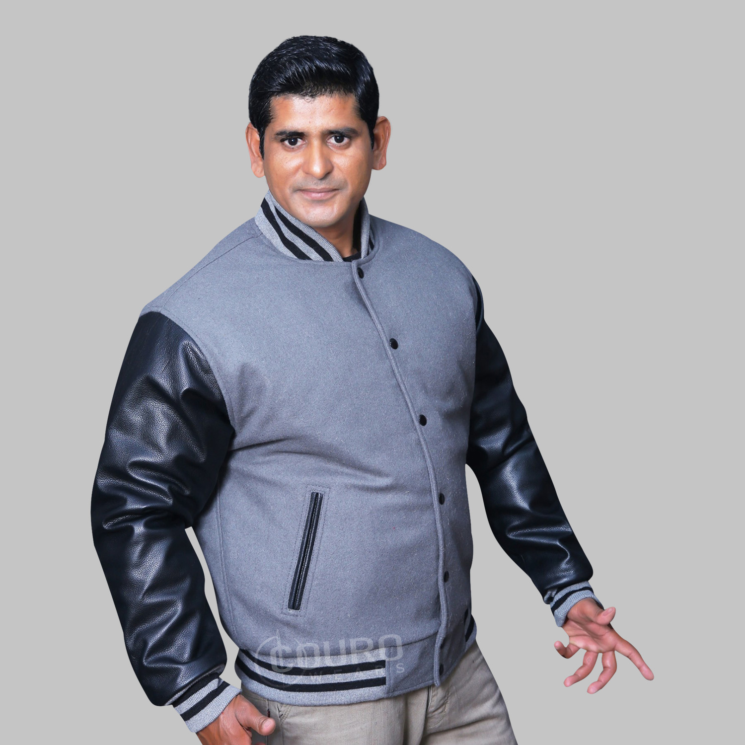Letterman Jacket Grey And Black