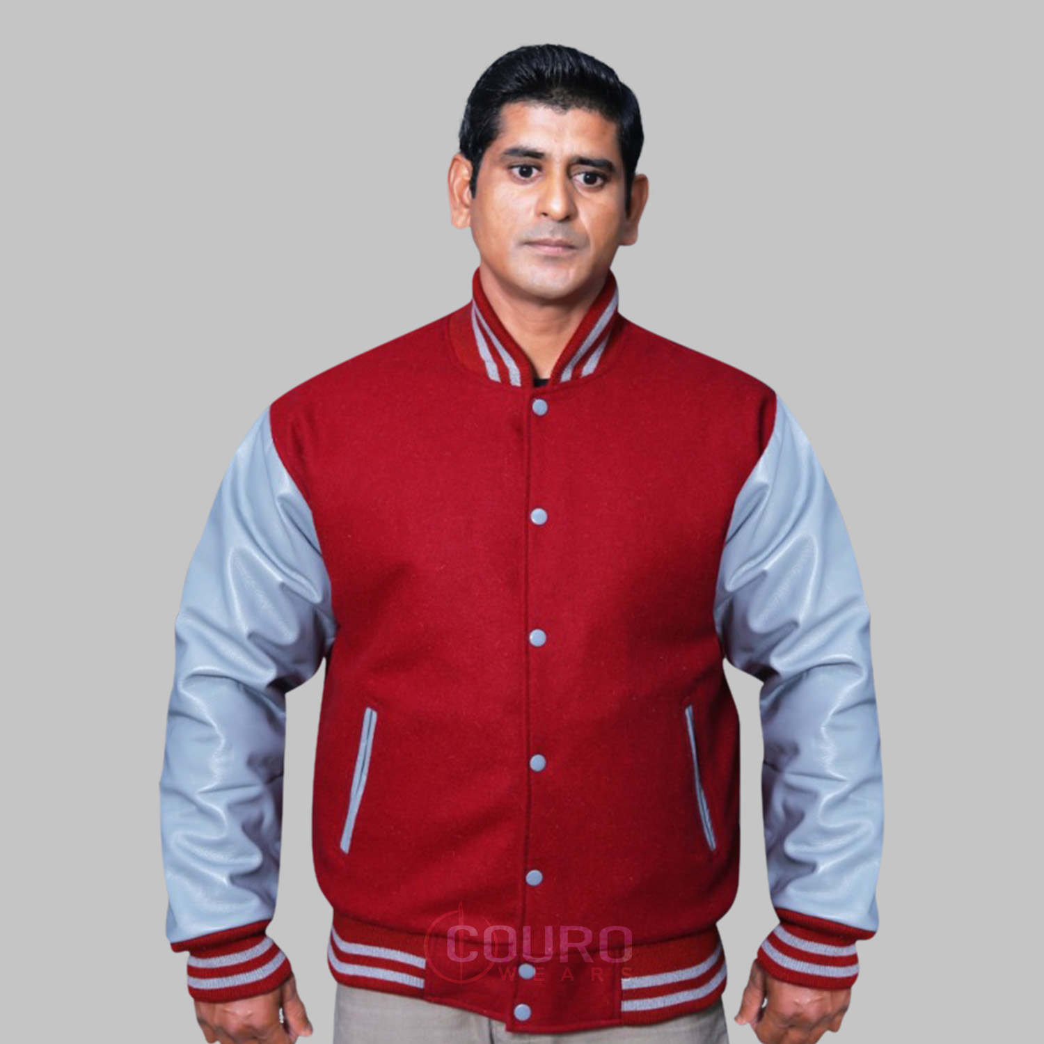 Burgundy And Gray Varsity Jackets