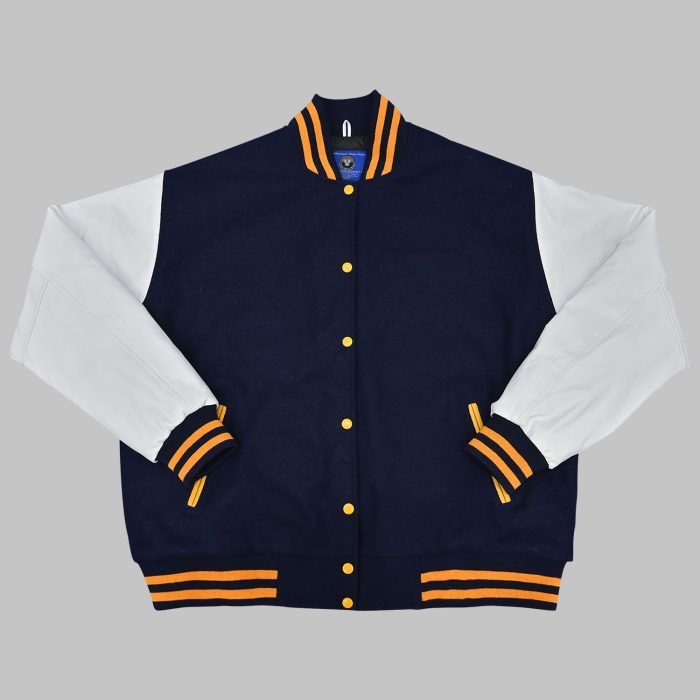 Navy Blue And White Varsity Jacket