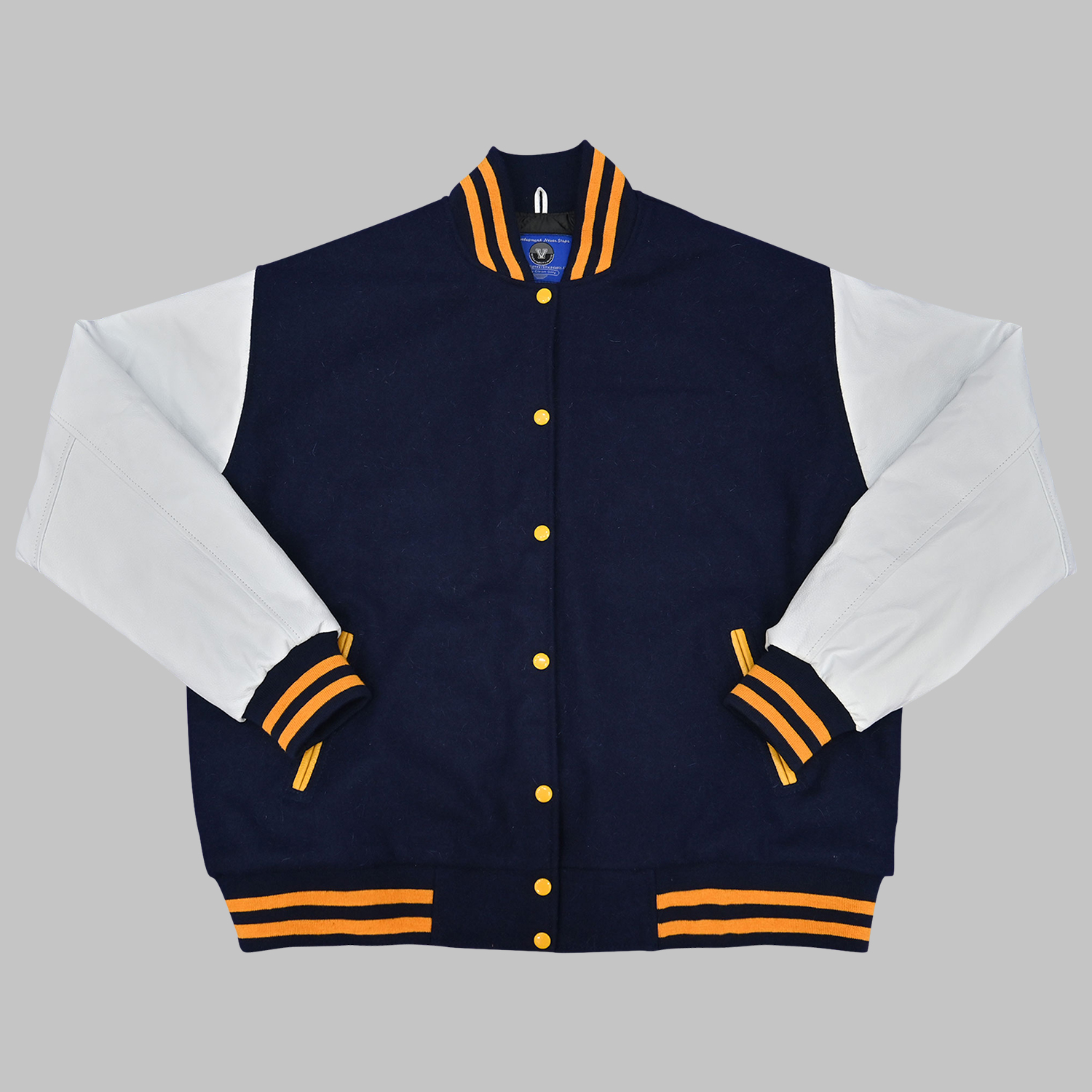 Navy Blue And White Varsity Jacket