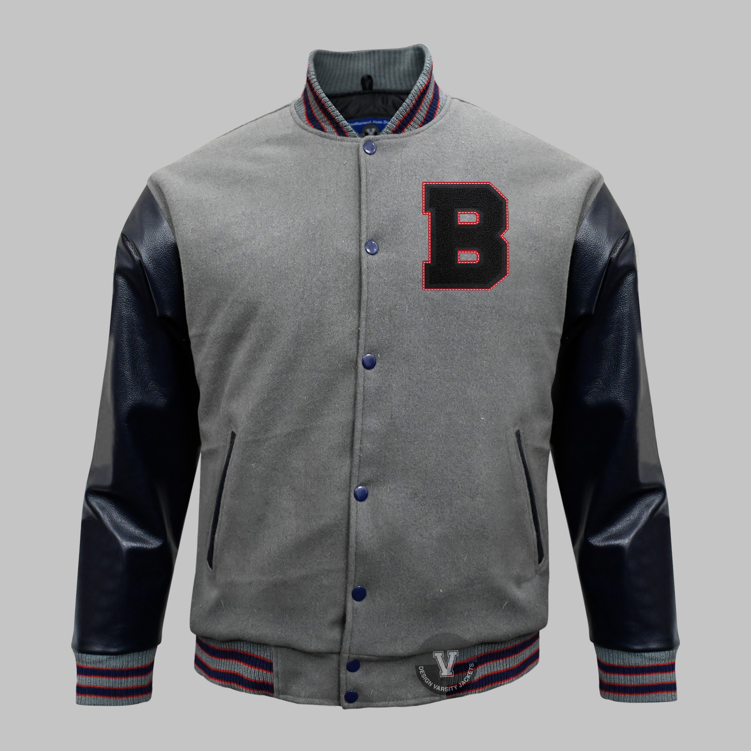 Gray And Navy Blue Varsity Jackets