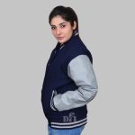 Navy Blue And Gray Varsity Jacket