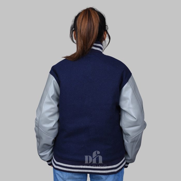 Navy Blue And Gray Varsity Jacket