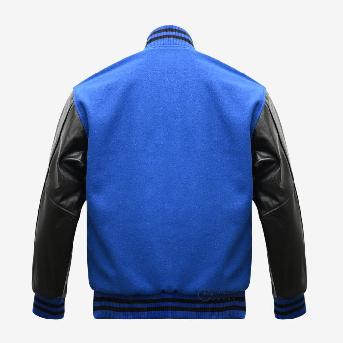 men's blue letterman jacket
