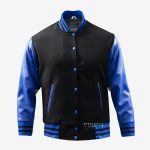 Men's Black And Blue Letterman Jacket