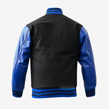 Men's Black And Blue Letterman Jacket