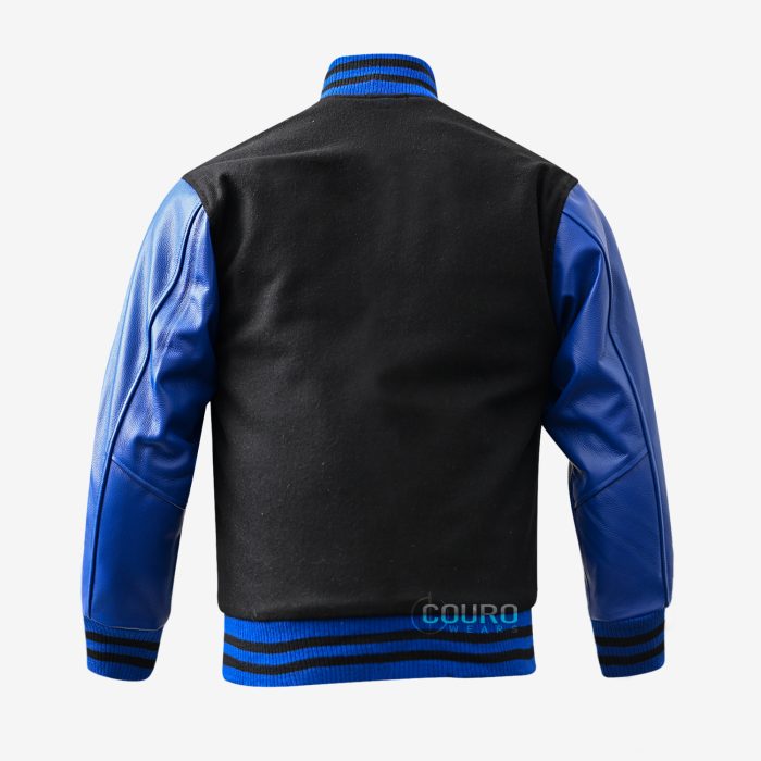 Men's Black And Blue Letterman Jacket