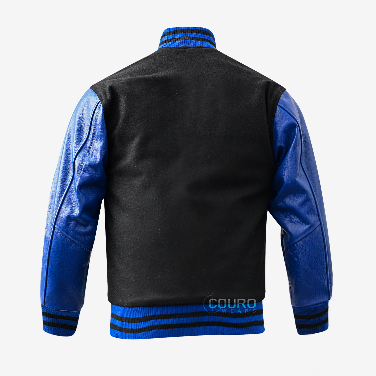 Men's Black And Blue Letterman Jacket