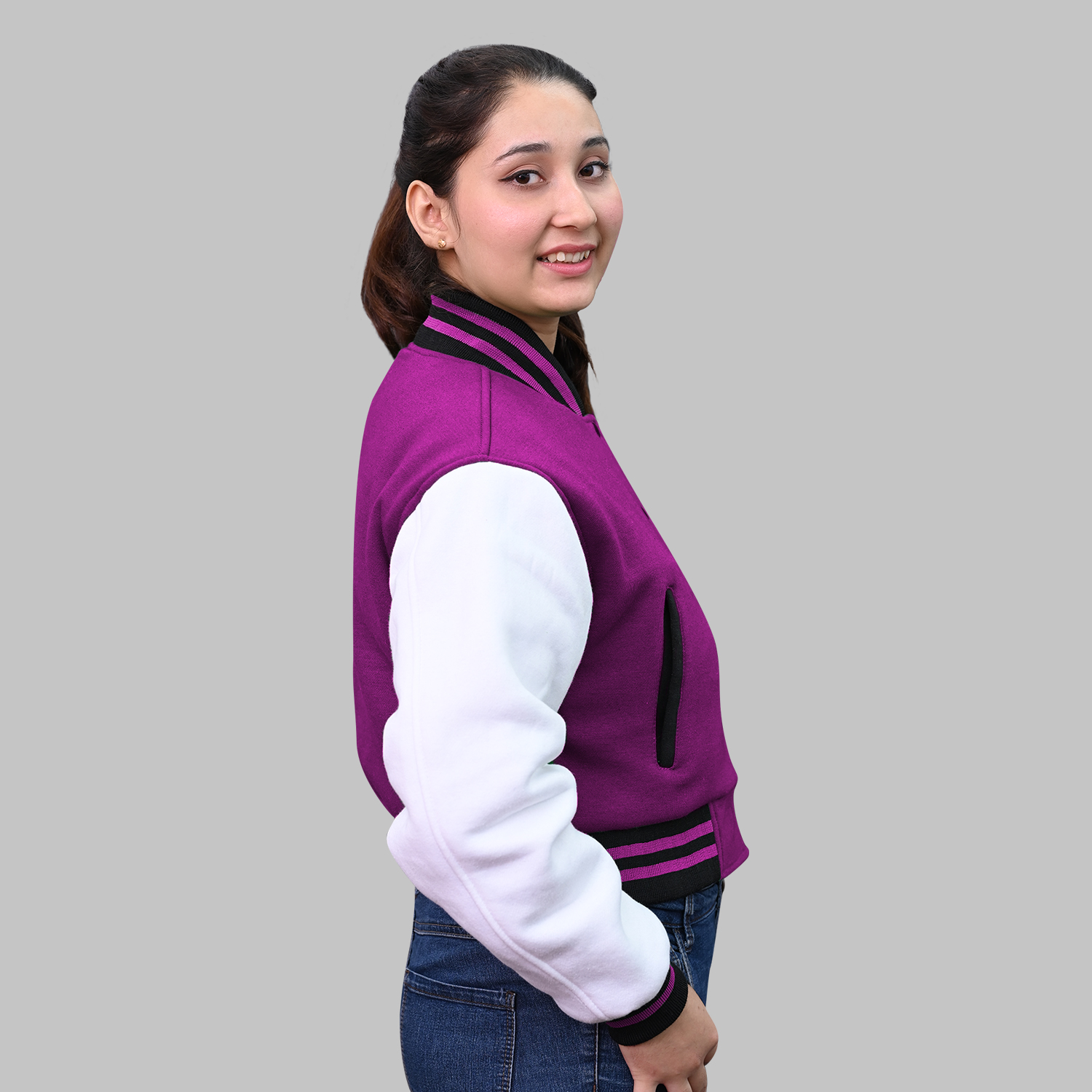 Plain Varsity Jackets with white sleeves