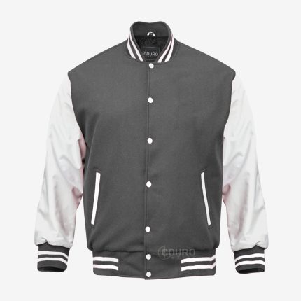 Gray And White Varsity Jacket