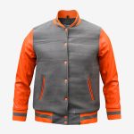 Grey And Orange Varsity Jacket